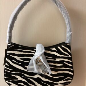 New- Michael Kors Zebra Handbag-calf hair front